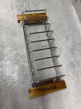 Elkay Stainless Steel and Wood Pot Lid Organizer Rack - Brown